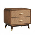 Nachttisch 60 x 40 x 55 cm Holz und Rattangeflecht Braun Retro-Stil mit 2 Schubladen
