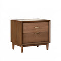 Nachttisch 50 x 40 x 60 cm Holz braun mit zwei Schubladen Retro-Stil