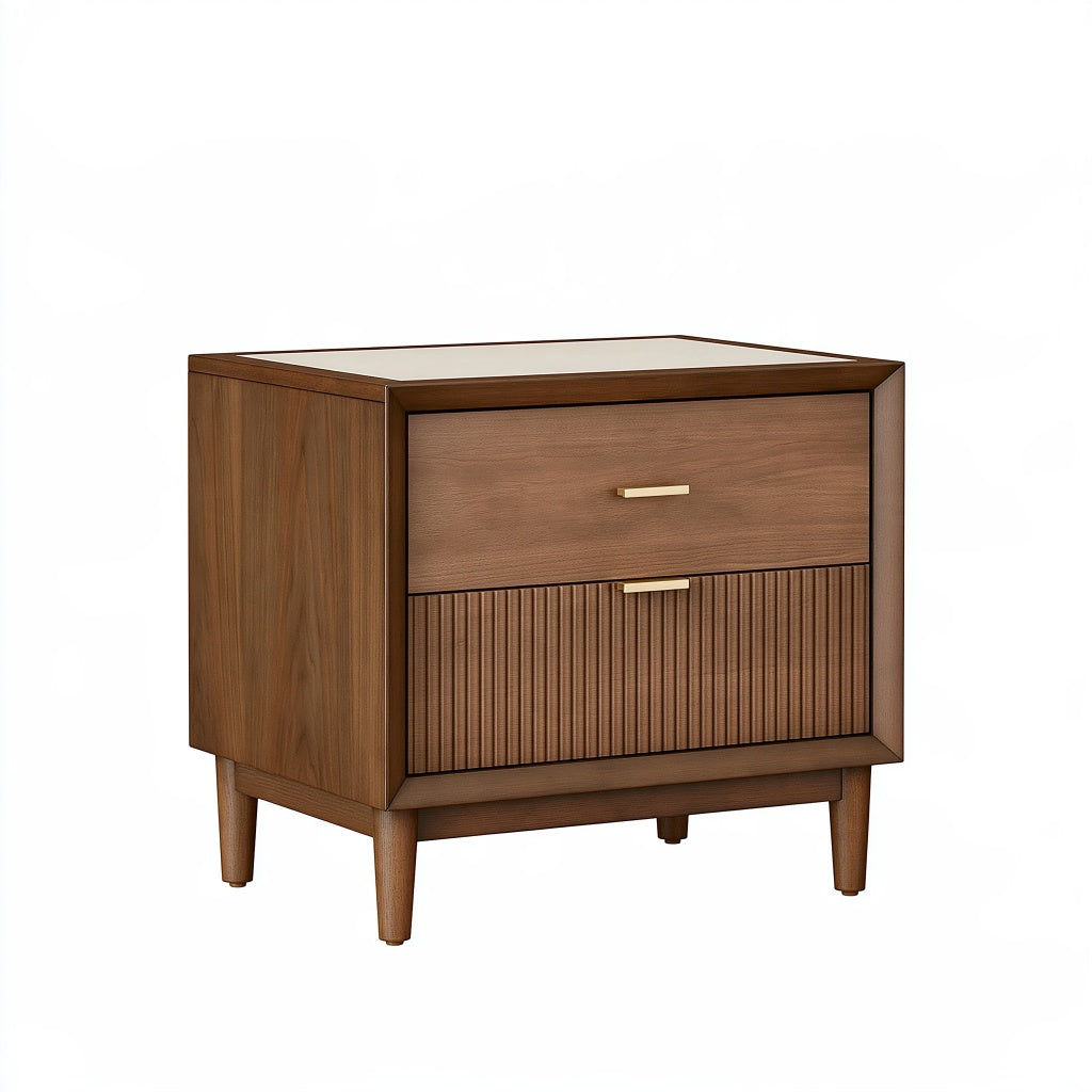 Nachttisch 50 x 40 x 60 cm Holz braun mit zwei Schubladen Retro-Stil