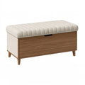 Sitzbank mit Stauraum 100 x 40 x 48 cm Beige Braun Holz und Stoff gepolstert