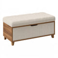 Sitzbank 120 x 45 x 48 cm mit Stauraum Textil und Holz in Beige Natur - modern