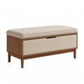 Aufbewahrungsbank 100 x 40 x 50 cm aus Holz in Braun/Beige mit gepolsterter Sitzfläche