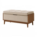 Sitzbank mit Stauraum 120 x 45 x 50 cm Stoff und Holz Beige Braun - gepolstert