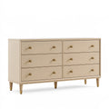 Kommode 160 x 45 x 85 cm in Naturholzoptik mit 6 Schubladen und Metallgriffen