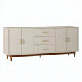 Sideboard 180 x 45 x 85 cm Creme Holzwerkstoff mit Fischgrätfront und Schubladen