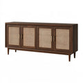 Sideboard 180 x 45 x 80 cm aus Holz und Rattangeflecht Dunkelbraun für Wohnzimmer im Mid-Century-Stil