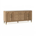 Sideboard 180 x 45 x 85 cm Holzwerkstoff Braun mit 3 Schubladen und 4 Türen im Retro-Stil