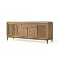 Sideboard 180 x 45 x 85 cm Holzoptik Braun mit Marmoroptikplatte und Lamellentüren
