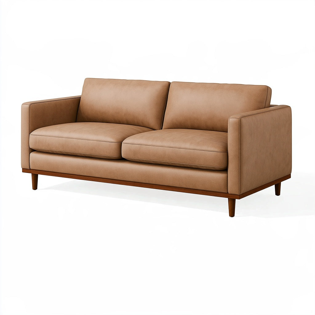 Zweisitzer-Sofa 180 x 85 x 82 cm Cognac lederähnlicher Bezug modernes Wohnzimmermöbel