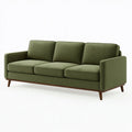 3-Sitzer Sofa 210 x 88 x 84 cm olivgrüner Stoffbezug mit Holzfüßen im Mid-Century-Stil