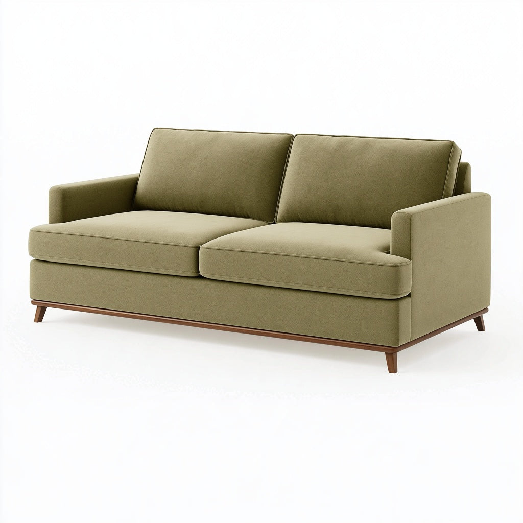 2-Sitzer Sofa 180 x 88 x 82 cm Stoff Olivgrün mit Holzfüßen skandinavischer Stil