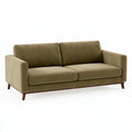 2-Sitzer-Sofa 180 cm Olivgrün Samtstoff mit Holzfüßen im Mid-Century-Stil