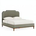 Polsterbett 160 x 200 cm Stoff Olivgrün - Doppelbett mit gepolstertem Kopfteil