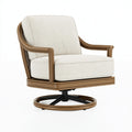 Drehsessel 78 x 82 x 93 cm mit Stoffbezug in Beige Holzrahmen und Drehfuß