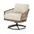 Garten-Drehsessel 82 x 78 x 86 cm mit Holzrahmen in Beige